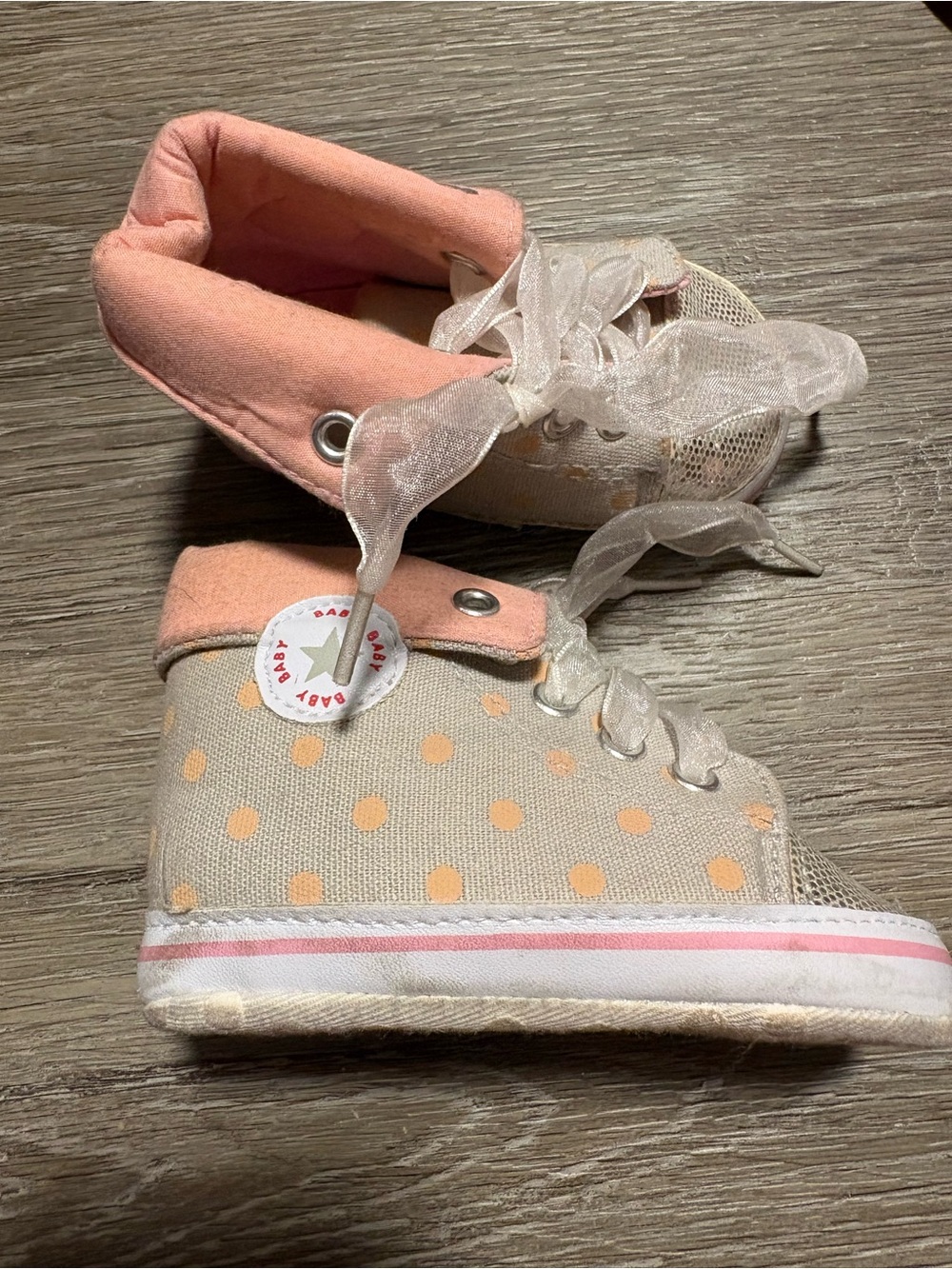 Polka Dot High-Top Sneakers - Pink & Cream
